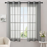 Elegant Lightweight Grommet Light Filtering Window Solid Color Sheer Curtains Charcoal Grey 42Wx63L
